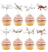 Hooqict 40Pcs Airplane Cupcake Toppers Airplane Birthday Cake Topper Decorations Cupcake Picks fo...