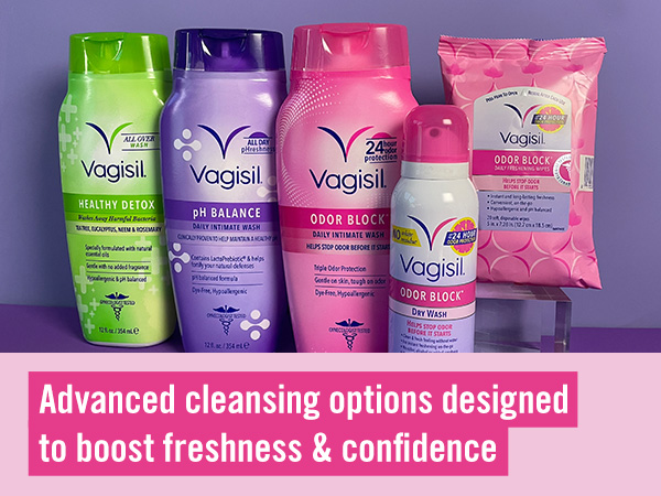Advanced cleansing options designed to boost freshness & confidence: wash, wipes and dry wash