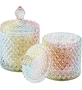 rejomiik Qtip Holder Glass Apothecary Jars with Lid Bathroom Accessories Vanity Organizers and Ma...