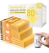 SNOCOD Vacuum Storage Bags with Electric Pump, 15 Reusable Compression Bags for Clothes, Bedding ...