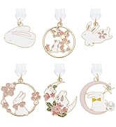 OLYCRAFT 6Pcs Dust Plug Charm Type-C USB Port Dust Plugs with Rabbit Pendants Lovely Rabbit Mobil...