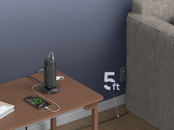 flat extension cord 5ft