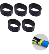 5Pcs Black Tennis Racket Handle Rubber Ring Stretchy Tennis Racquet Band Overgrips, Racket Grips ...