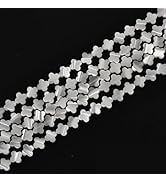 HAAMIIQII Natural White Mother of Pearl Shell Beads 8mm Clover Shape Semi Precious Stone Loose Ge...