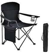 WUROMISE Large Portable Camping Chair - Steel Frame, Folding Design, Storage Pockets, Cup Holder,...
