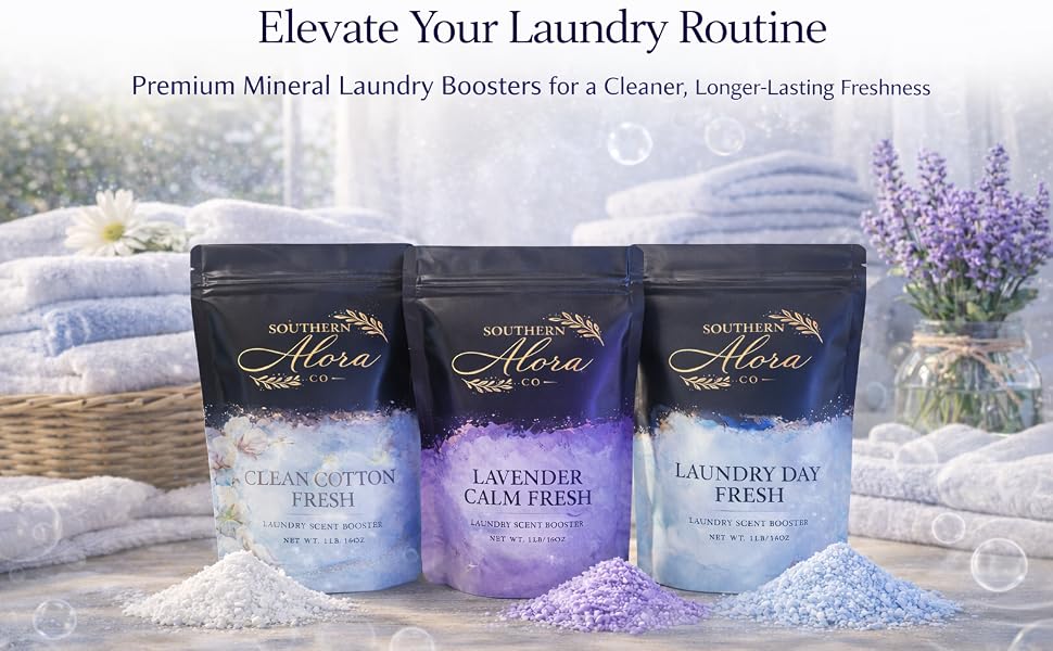 Southern Alora Laundry Boosters scented laundry powder Clean Cotton Lavender and Laundry Day Fresh