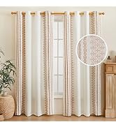 LOHUT Linen Curtains for Bedroom 84 Inches Long Vintage Farmhouse Curtains for Living Room Beige ...
