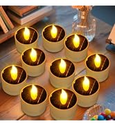 Solar Tea Lights Outdoor Waterproof - 10 Pack Flameless Flickering Solar Candles Reusable LED Tea...