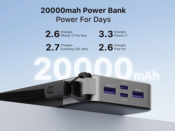 90w 20000mAh PowerBank with USB-C Cable