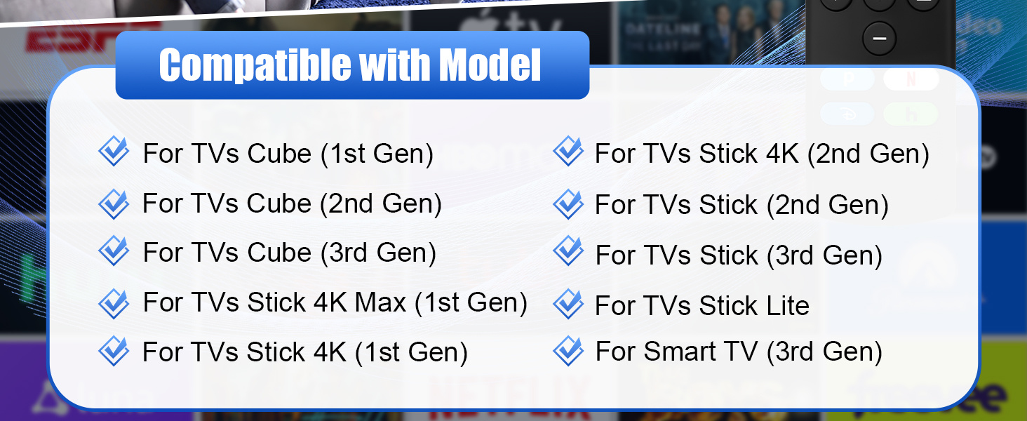 Replacement Voice Remote Control for All Fire-Series, TV Cube/Stick, Compatible with 4K Max/4K
