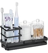 MYITYARD Toothbrush Holders for Bathrooms, Cotton Swabs & Cups Dispenser Set - Metal Electric Too...