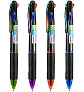 Bribobo 4 Pack Multicolor Ballpoint Pens 4-in-1 0.7mm Colored Retractable Ballpoint Gift Pens for...