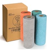 CONLI 4 Roll Microfiber Cleaning Cloth 80 Pack Reusable Microfiber Towels for Household Cleaning ...