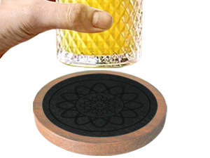 5 Pack Wood Coasters for Drinks Minacun Absorbent Coaster Set Drinks Coasters for Coffee Table