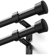Yafex 2 Pack Curtain Rods for Windows 33-45 Inch, 6/8” Diameter Adjustable Black Curtain Rod, Sho...