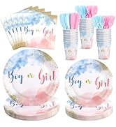 Xiangqu 175 Pcs Gender Reveal Plates and Napkins, Boy or Girl Gender Reveal Party Decorations Inc...