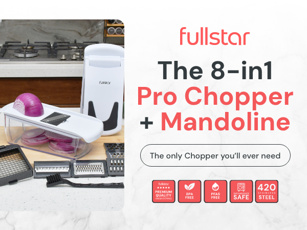 fullstar vegetable chopper shown with premium materials and safety features