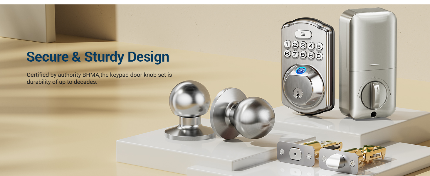 keyless entry door lock BHMA certification - meets industry standards for durability and security