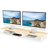 Aothia Dual Monitor Stand Riser - Monitor Stand with Drawer,Monitor Stand For 2 Monitors, Desk Sh...