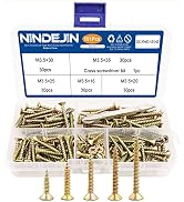 NINDEJIN Flat Head Wood Screws Assortment Kit, Phillips Drive Self Tapping Screws, M3.5 Small Woo...