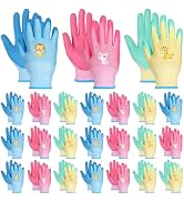 TMWEFUSC 24 Pairs Kids Gardening Gloves for Age 5-9, Toddler Rubber Coated Garden Gloves, Kids Wo...