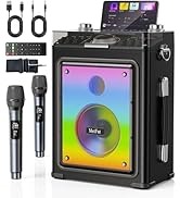Metfut Karaoke Machine for Adults with 2 Wireless Microphones & Guitar Input, Professional Blueto...