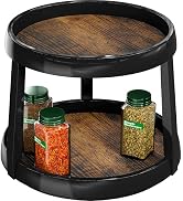 Simple Houseware 2-Tier Lazy Susan Spice Organizer, 10-Inch Diameter, Rustic Brown
