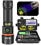 LBJD Rechargeable 365nm UV Blacklight Flashlight - High Power Pet Urine Detector, Detect Stains, ...