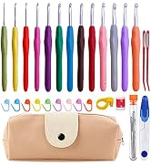 Mayboos 38 Pack Crochet Hooks Set, 13 Pcs 2mm(b)-10mm(n) Ergonomic Crochet Hooks Set, Crochet Nee...
