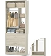 Besiost Freestanding 24" Closet System with 2 Wood Drawers, 2FT Small Closet Organizer System wit...