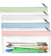 GoClimber 4 Pack Clear Pencil Pouch, Cute Pencil Case Pouch, Pencil Bag With Zipper, Teen Portabl...