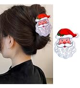 Christmas Hair Claw Clips Cute Santa Claus Hair Clips Acrylic Strong Hold Hair Jaw Clips for Chri...