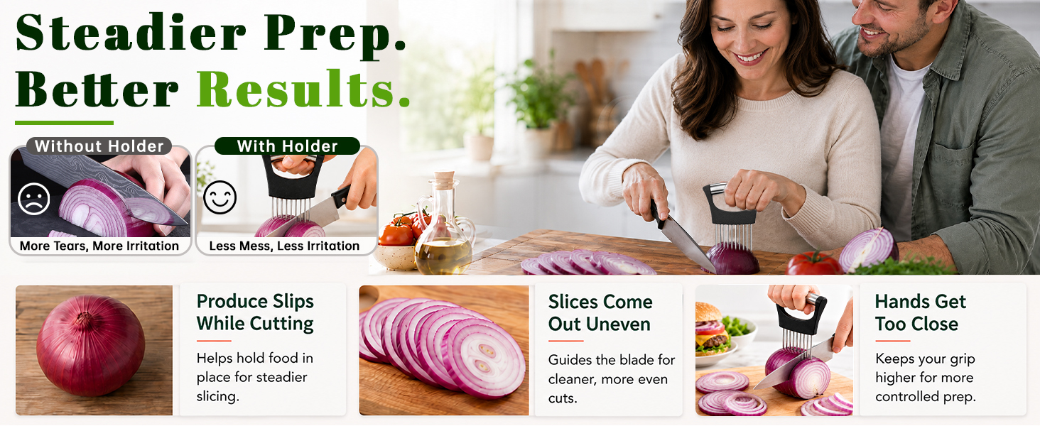 Onion Holder for Slicing & Crinkle Cutter