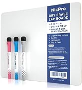 Nicpro 9 x 12 inches Lapboard Small Dry Erase Lap Board Double Sided with 3 Water-Based Pens Lear...