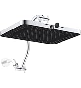 Hibbent 13'' Rain Shower Head with 12'' Shower Head Extension Arm, Chrome | High Pressure 5 Modes...
