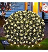 JMEXSUSS Solar Net Lights with Flower Outdoor Waterproof, 5 x 5ft Solar Net Bush Lights Outdoor M...