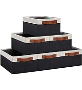GhvyenntteS Storage Baskets for Organizing, Fabric Storage Bins with Leather Handles, Foldable Re...