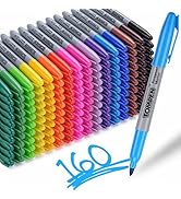 TOMPEN Permanent Markers,Fine Tip,160 Pack Bulk,16 Assorted Multicolor Colors,Waterproof Permanen...