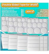 Birllaid Double Sided Tape for Walls, Picture Hanging Strips Removable Mounting Dots Adhesive Hea...