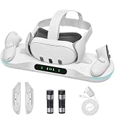 Charging Dock for Meta Quest 3, Auto-Clamping VR Charging Stand for Quest 3 VR Headset & Controll...