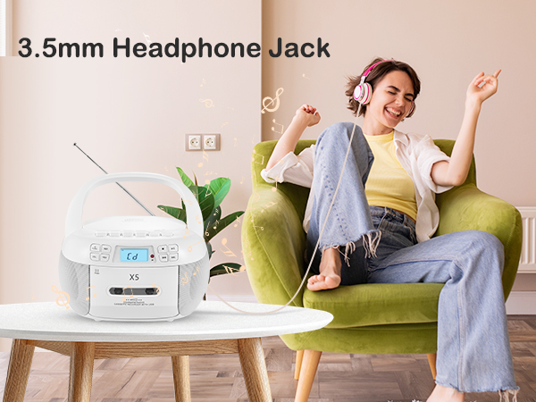 cd tape cassette player combo headphone jack