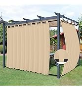 Easy-Going Outdoor Patio Curtains Detachable Tab Top Windproof Weatherproof Curtain for Cabana, P...