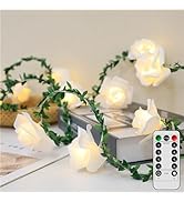 VIPMOON Flower String Lights, 10Ft Indoor Fairy String Lights Rose Vine Light Battery Powered wit...