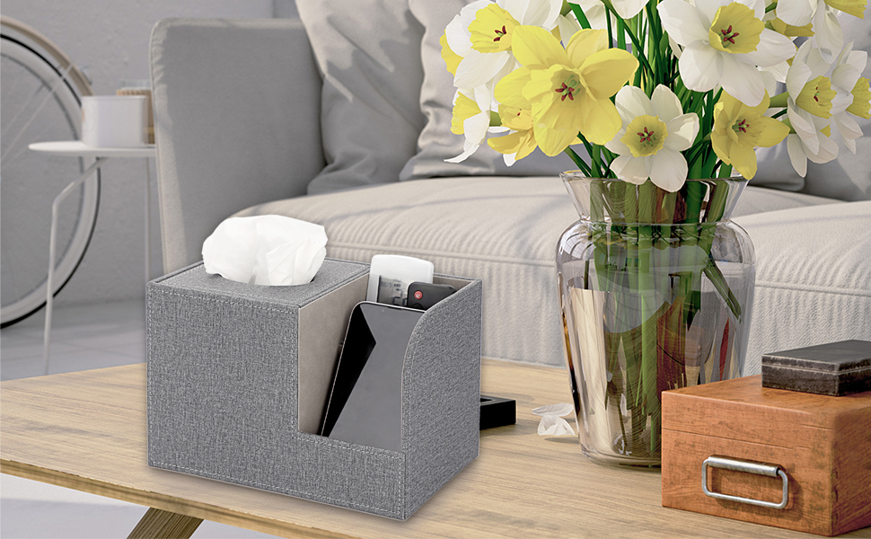 Cube Tissue Box with Side Organizer