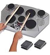 Pyle Pro Electronic Drum kit - Portable Electric Tabletop Drum Set Machine with Digital Panel, 7 ...