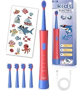 JTF Rechargeable Electric Toothbrush for Kids: 5 Gentle Modes for Ages 3+, Safe & Effective for S...