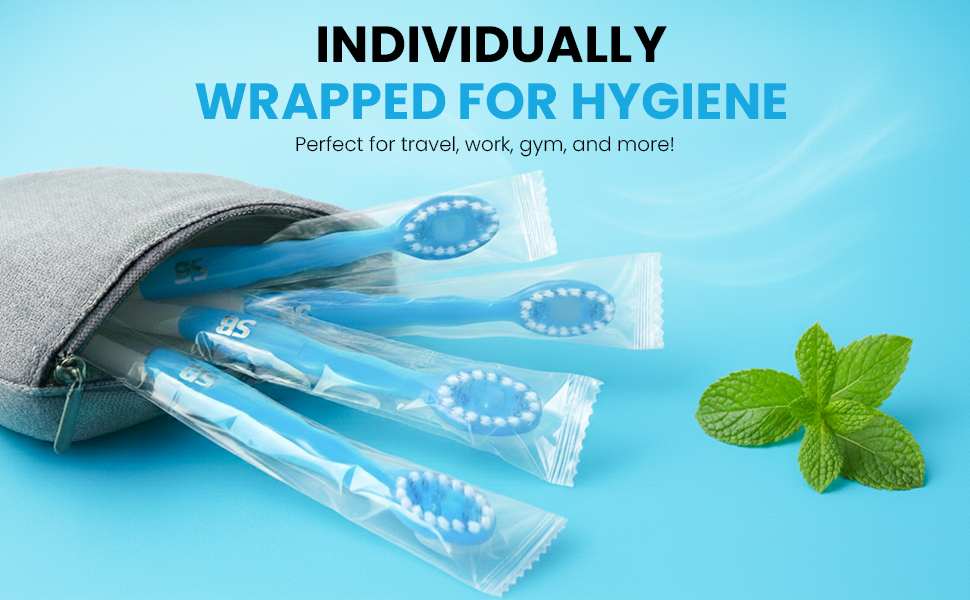 Hygienic individually wrapped SwiftBrush toothbrushes for safe, convenient, and travel use