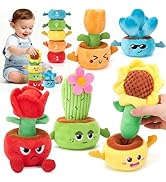 hahaland Montessori Toys for 1 Year Old Boy Girl – 10 in 1 Plant Plush Garden Stacking Toys for T...