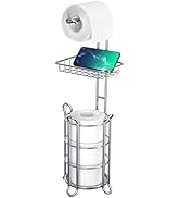 Chrome Toilet Paper Holder Stand Tissue Holder for Bathroom with Shelf Storage Holds 4 Mega Rolls...