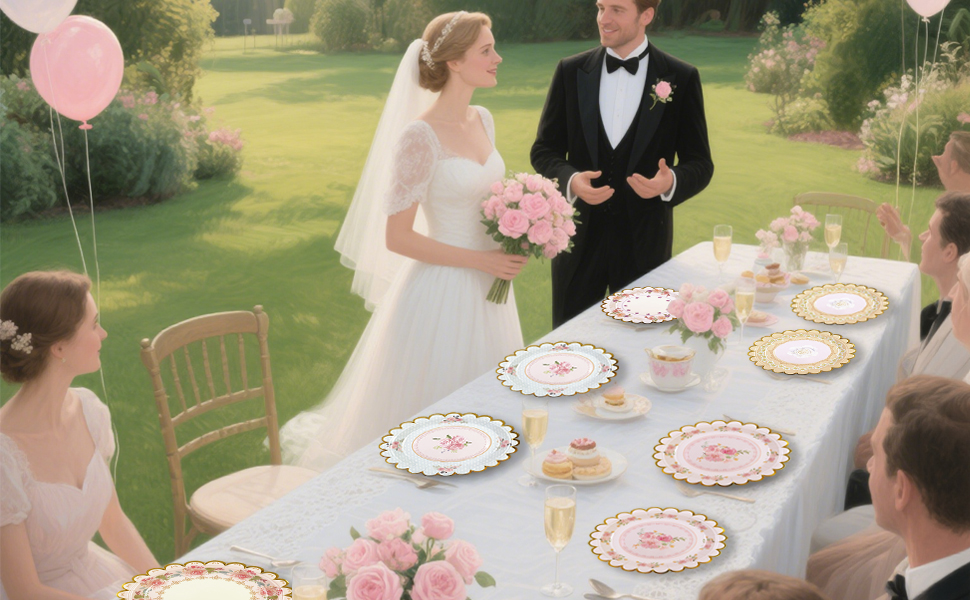 floral paper plates